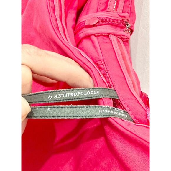 By Anthropologie Strapless Flounce A-Line Midi Dress Fuchsia Pink Women's Small - Picture 6 of 7
